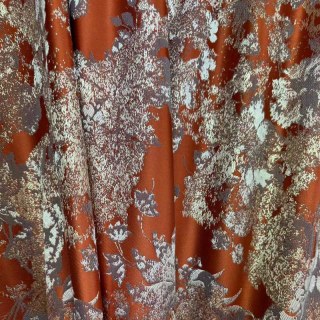 Floral Reverie Jacquard Terracotta Orange Curtains 4