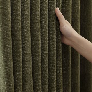 Royale Textured Chenille Dark Olive Green Blackout Curtain