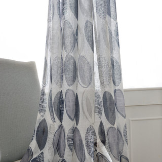 Infinity Blue Grey Modern Geometric Voile Curtain 2