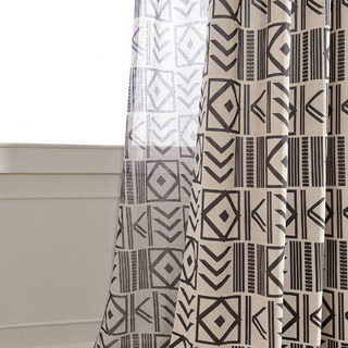 The City Sketch Black Modern Geometric Voile Curtain 3