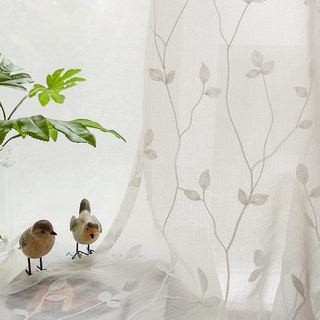 Love Fantasy White Leaf Voile Curtain