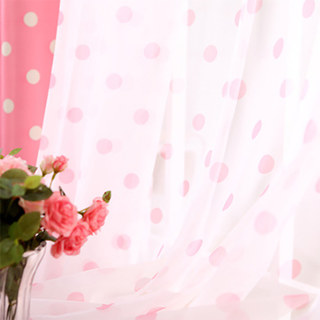 Classic Pink Polka Dot Sheer Voile Curtain