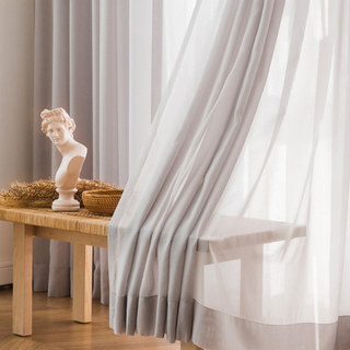 Soft Breeze Pastel Grey Chiffon Sheer Voile Curtain