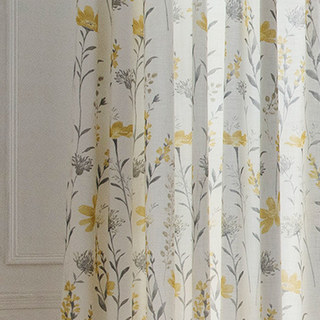 Bringing the Garden Indoors Cream Yellow Floral Jute Style Curtain