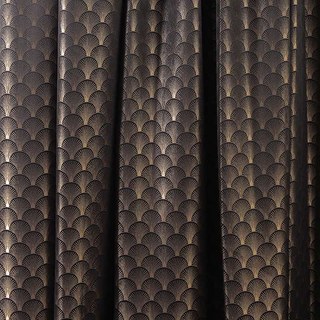 The Roaring Twenties Luxury Art Deco Shell Patterned Black & Gold Curtain 3