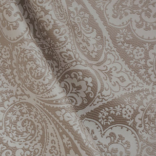 New Classics Luxury Damask Jacquard Silky Champagne Mocha Curtain 3