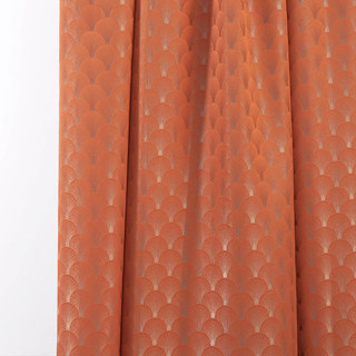 The Roaring Twenties Luxury Art Deco Shell Patterned Orange & Silver Curtain 2