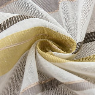 Moondance Yellow Grey Striped Semi Sheer Voile Curtains