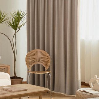 Sunnyvale Herringbone Mocha Brown Textured Velvet Blackout Curtain