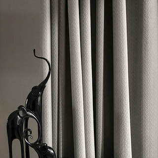 Scandinavian Basketweave Textured Morandi Grey Velvet Blackout Curtains 2