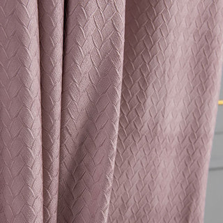 Scandinavian Basketweave Textured Pink Velvet Blackout Curtains 3