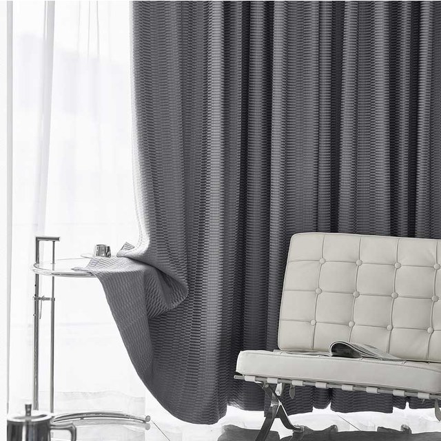 Lusso 3D Jacquard Charcoal Grey Hexagon Geometric Blackout Curtain 1