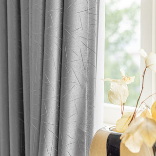 Metallic Fusion Luxury Jacquard Silver Grey Blackout Curtain