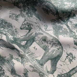 Forest Tale Toile de Jouy Bear Leopard Owl Matcha Green Blackout Animal Print Curtains 3