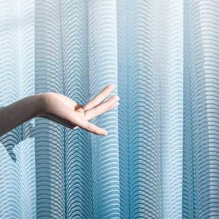 Reef Ripple Ombre Blue Voile Curtain