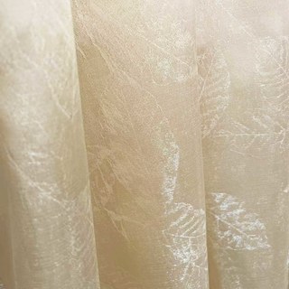 Shimmering Leaves Champagne Gold Voile Curtain