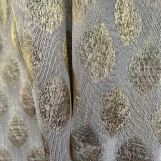 Ethereal Leaf Luxury Jacquard Gold Geometric Dotted Voile Curtains