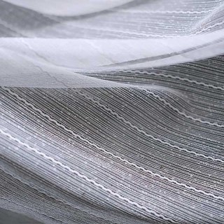 Whispering Waves Ivory White Striped Voile Curtain 4