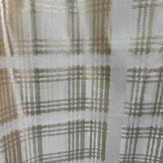 Palais Aurum Cream Gold Checked Plaid Curtains 4