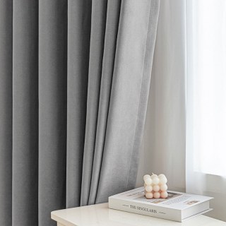 Smart Space Double Sided Light Grey Vegan Suede Curtains 2