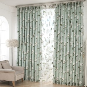 Morning Flower Sage Mint Green Curtain 7