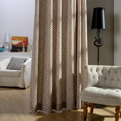 Greek Key Light Brown Curtain 1