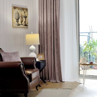 Luxury Dusky Purple Lavender Chenille Curtain Drapes 4