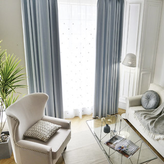 Subtle Spring Light Blue Curtain Drapes 2