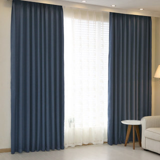 Subtle Spring Neptune Dark Navy Blue Curtain Drapes 1