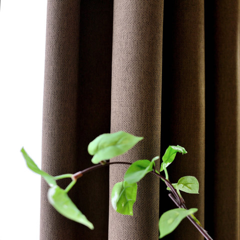 Zigzag Twill Coffee Brown Blackout Curtain Drapes 1