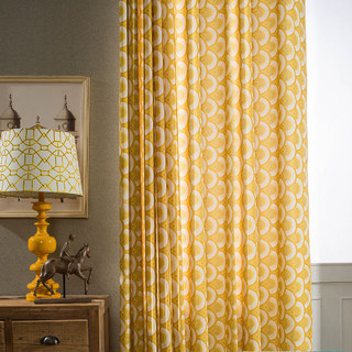 Hello Sunshine Modern Art Deco Yellow Patterned Curtain Drapes