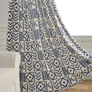 The City Sketch Blue Modern Geometric Curtain 3