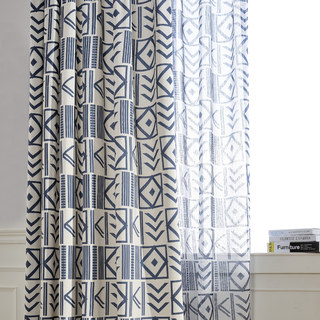 The City Sketch Blue Modern Geometric Sheer Curtain 5