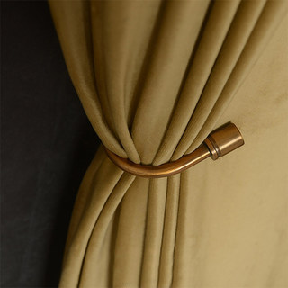 Fine Mustard Yellow Gold Velvet Curtain Drapes 1