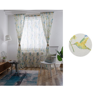 Hummingbird Blue Floral Sheer Curtain 5