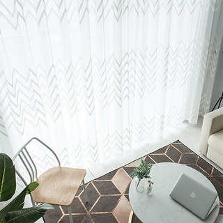 Wave Some Magic Ivory White Geometric Sheer Curtain 4