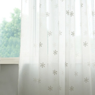 Seasons Christmas Decoration Embroidered Snowflake Sheer Curtain 2