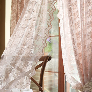 Posey Pastel Pink Lace Net Curtains 5