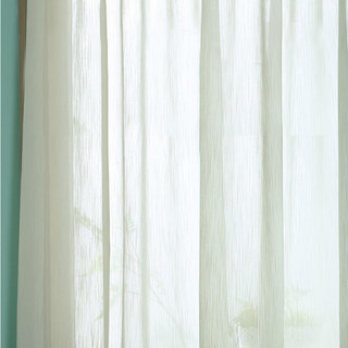 Silk Waterfall Cream Striped Chiffon Sheer Curtain 1