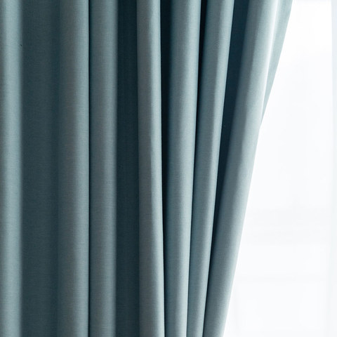 Herringbone Pastel Blue 100% Blackout Curtain Drapes 1