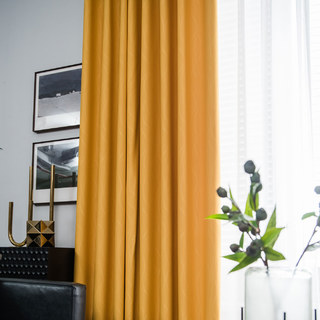 Rippled Waves Superthick Lemon Yellow Blackout Curtain Drapes 1