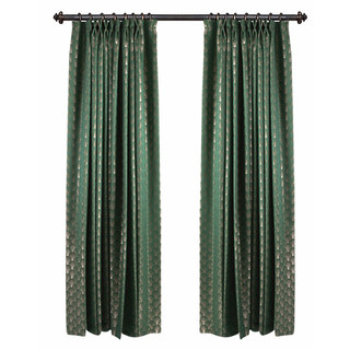 The Roaring Twenties Luxury Art Deco Shell Patterned Dark Green & Gold Curtain Drapes 2