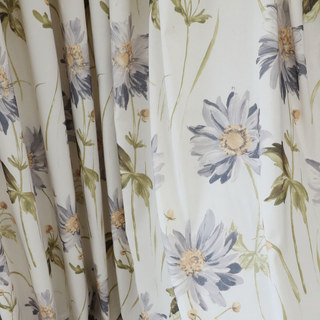 Whispering Daisies Gray and Yellow Floral Jute Style Curtain 9