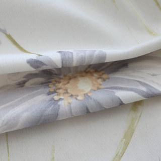 Whispering Daisies Gray and Yellow Floral Jute Style Curtain 7