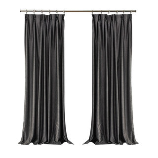 Metallic Fantasy Subtle Textured Striped Shimmering Off Black Charcoal Curtain Drapes 7