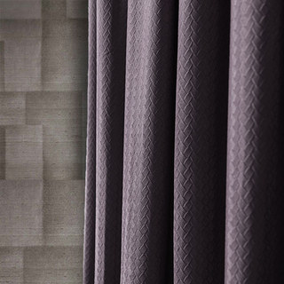 Scandinavian Basketweave Dusky Purple Lavender Embossed Velvet Blackout Curtains 3