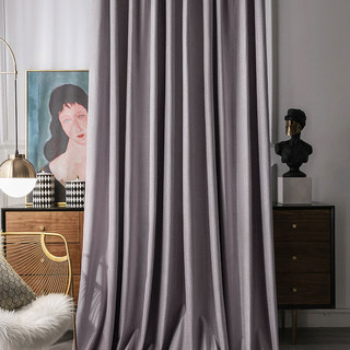 Scandinavian Basketweave Dusky Purple Lavender Embossed Velvet Blackout Curtains 4