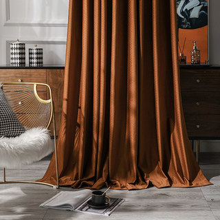 Scandinavian Basketweave Terracotta Burnt Orange Embossed Blackout Velvet Curtains 2