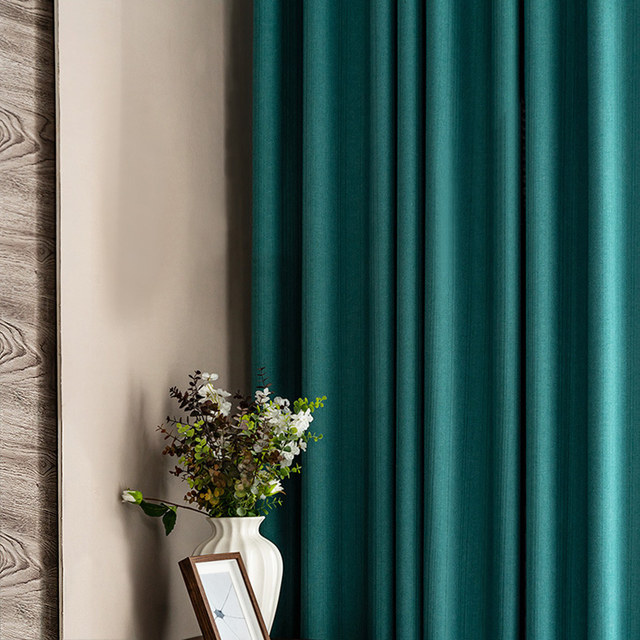 Simple Pleasures Prairie Grain Subtle Textured Striped Teal Blackout Curtains 1