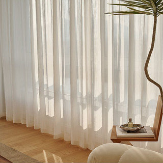 Fantasia Crushed Rippling Ivory White Sheer Curtain 2